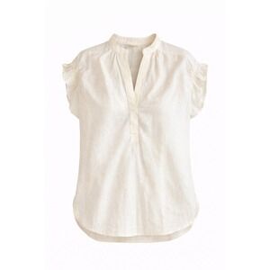 Pilcro 100% Linen V Neck Ruffle Sleeve Top Ivory Size XL